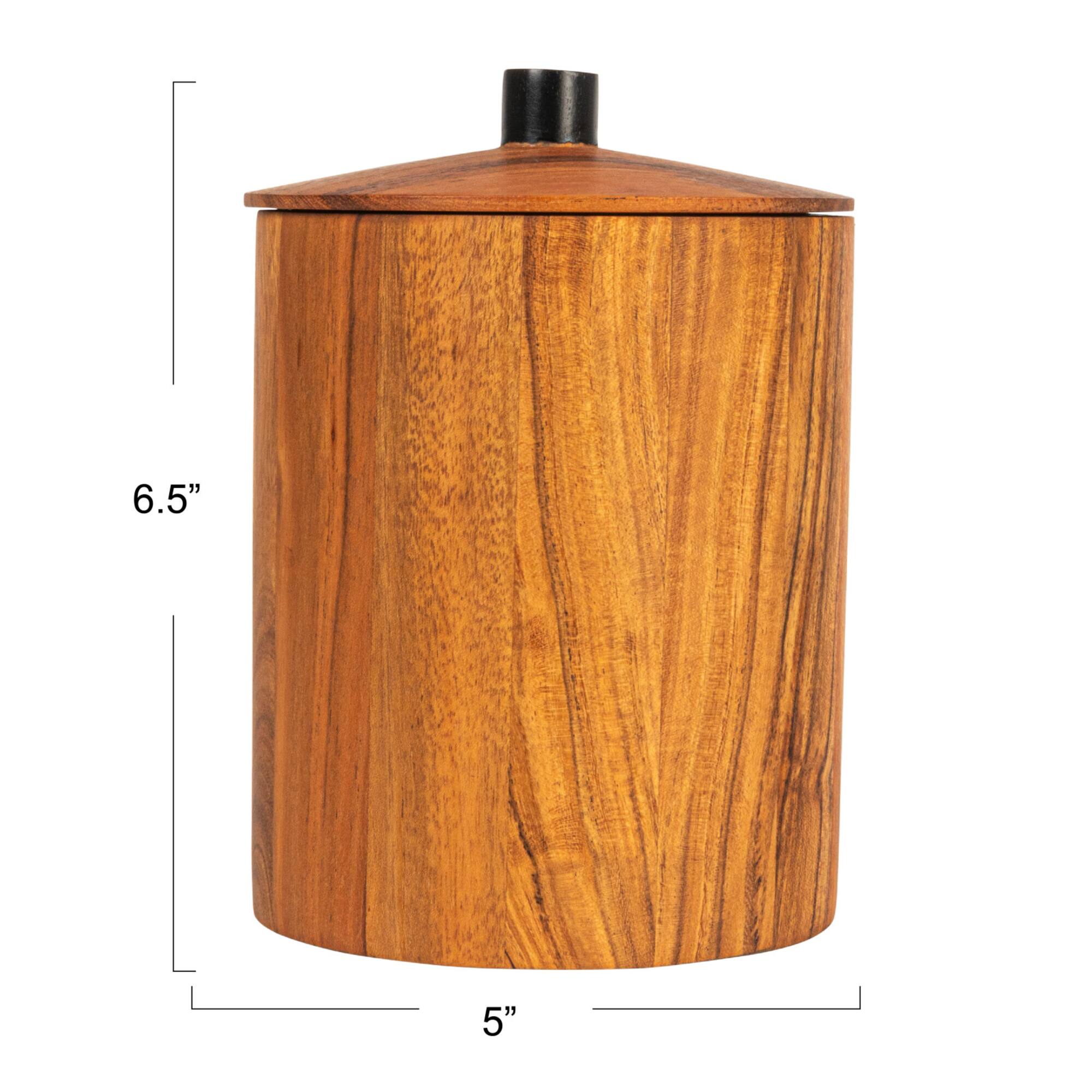 Hello Honey® 6.5" Natural Compact Acacia Wood Canister with Handle